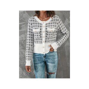 263. Ivory & Black Tweed Sweater | NWOT | Classic Chic Knit